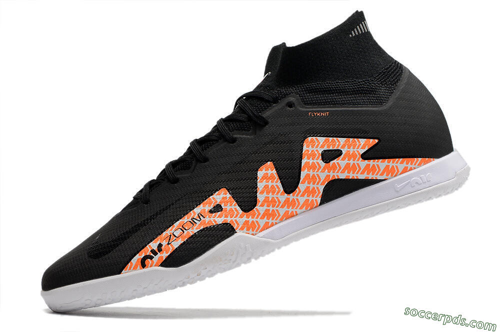 Nike Air Zoom Mercurial Superfly 9 Elite IC High-Tops Football Shoes - Black/White/Orange 5