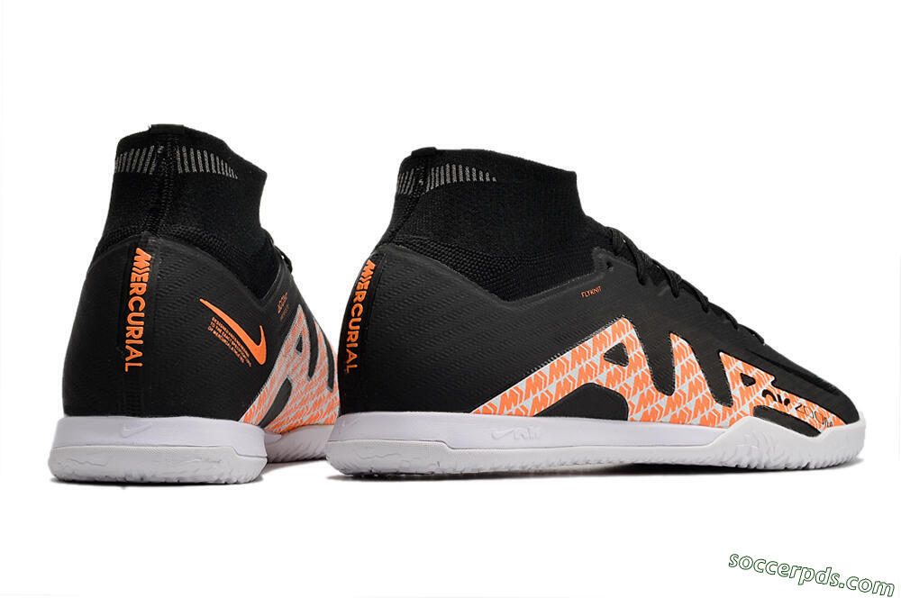 Nike Air Zoom Mercurial Superfly 9 Elite IC High-Tops Football Shoes - Black/White/Orange 6