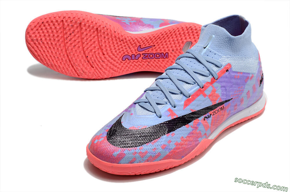 Nike Air Zoom Mercurial Superfly 9 Elite IC High-Tops Football Shoes - Blue/Purple/Red 3
