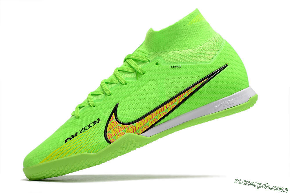 Nike Air Zoom Mercurial Superfly 9 Elite IC High-Tops Football Shoes - Green/Yellow/Pink 5
