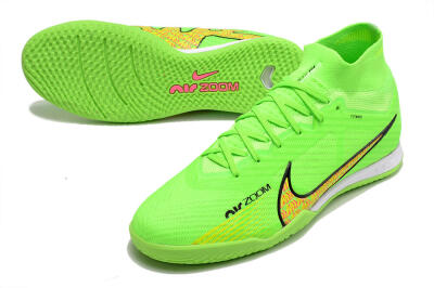 Nike Air Zoom Mercurial Superfly 9 Elite IC High-Tops Football Shoes - Green/Yellow/Pink