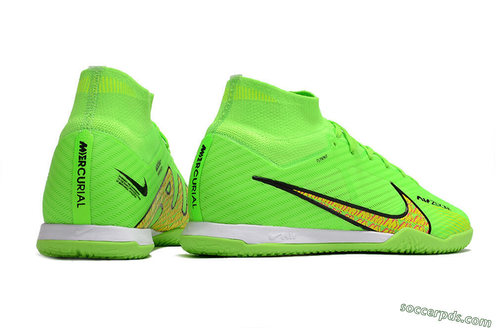 Nike Air Zoom Mercurial Superfly 9 Elite IC High-Tops Football Shoes - Green/Yellow/Pink 6