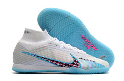 Nike Air Zoom Mercurial Superfly 9 Elite IC High-Tops Football Shoes - White/Blue/Pink