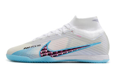 Nike Air Zoom Mercurial Superfly 9 Elite IC High-Tops Football Shoes - White/Blue/Pink