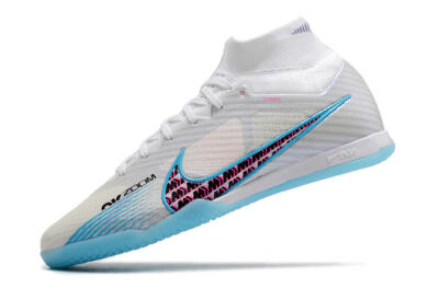 Nike Air Zoom Mercurial Superfly 9 Elite IC High-Tops Football Shoes - White/Blue/Pink