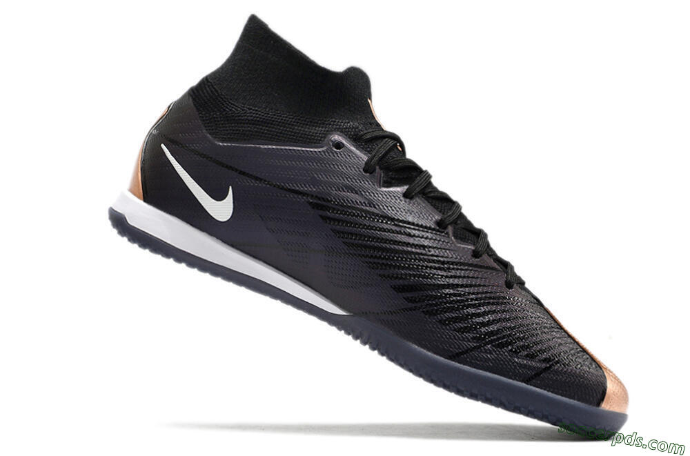 Nike Air Zoom Mercurial Superfly 9 Elite IC High-Tops Football Shoes - Black/White/Gold 4