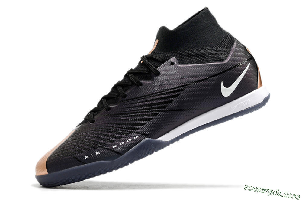 Nike Air Zoom Mercurial Superfly 9 Elite IC High-Tops Football Shoes - Black/White/Gold 5