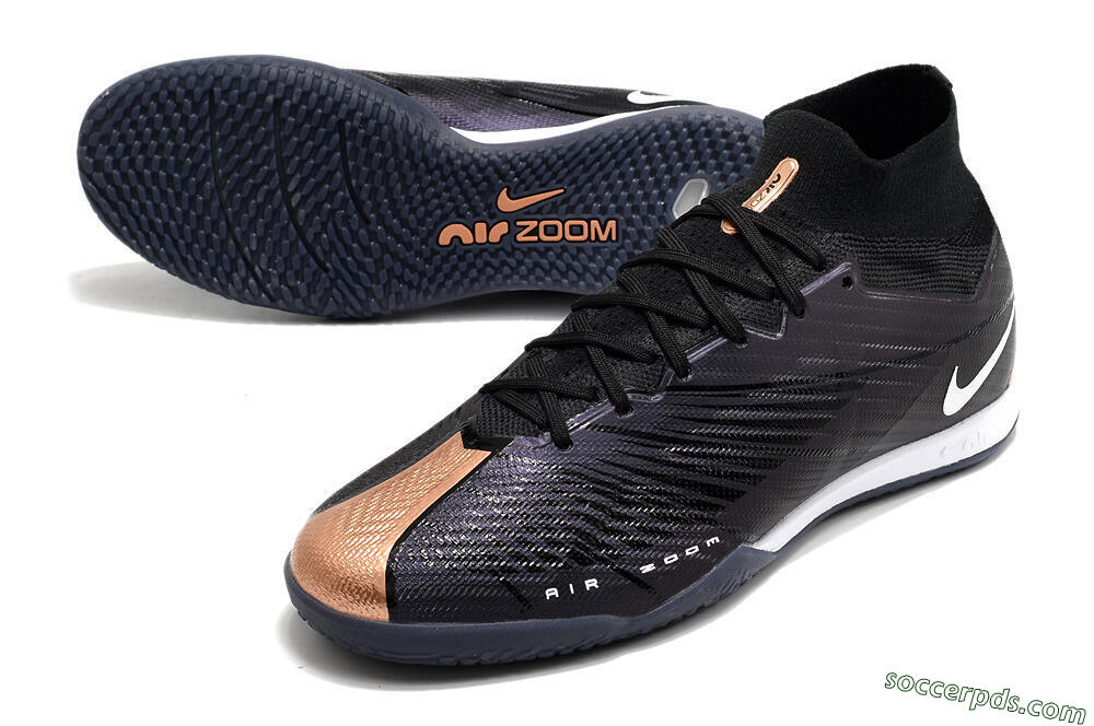 Nike Air Zoom Mercurial Superfly 9 Elite IC High-Tops Football Shoes - Black/White/Gold 3
