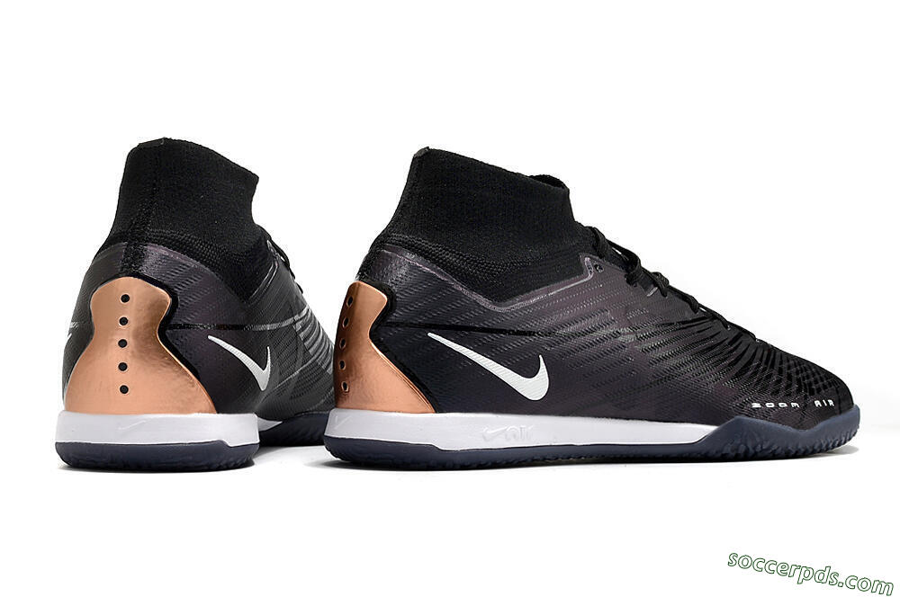Nike Air Zoom Mercurial Superfly 9 Elite IC High-Tops Football Shoes - Black/White/Gold 6