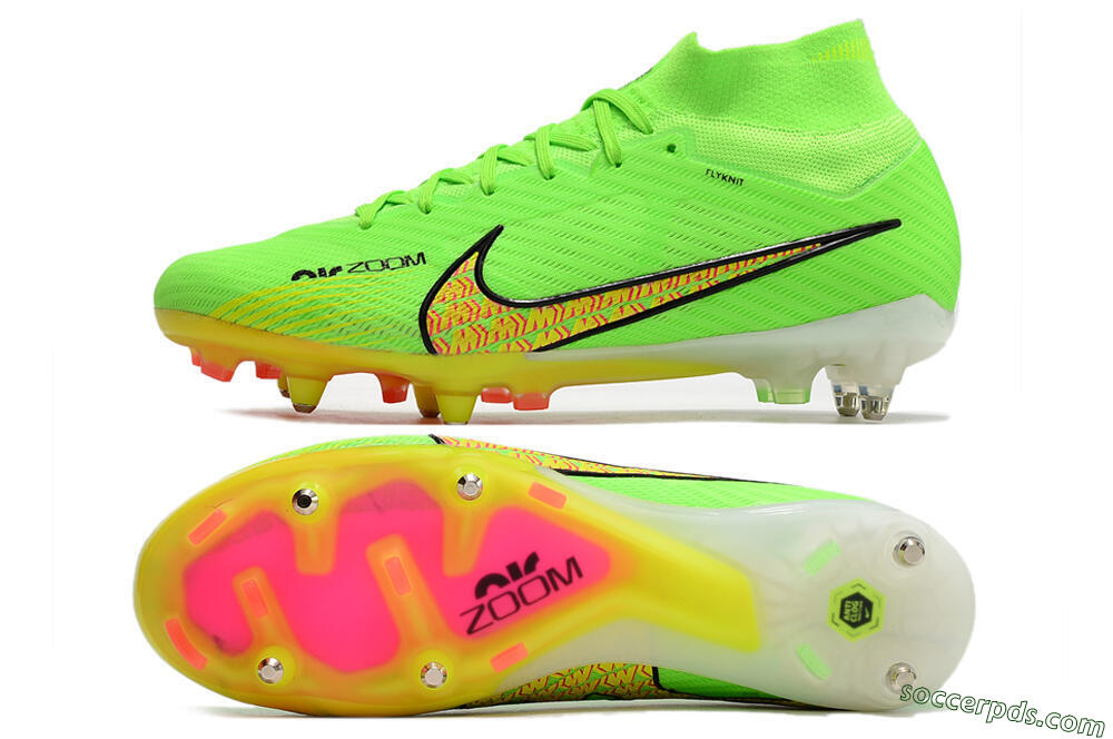 Nike Air Zoom Mercurial Superfly 9 Elite SG High-Tops Football Boots - Green/Yellow/Pink 0