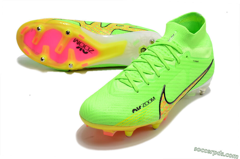 Nike Air Zoom Mercurial Superfly 9 Elite SG High-Tops Football Boots - Green/Yellow/Pink 3