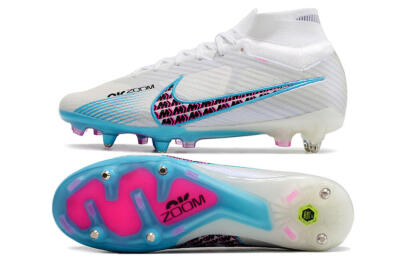Nike Air Zoom Mercurial Superfly 9 Elite SG High-Tops Football Boots - White/Blue/Pink