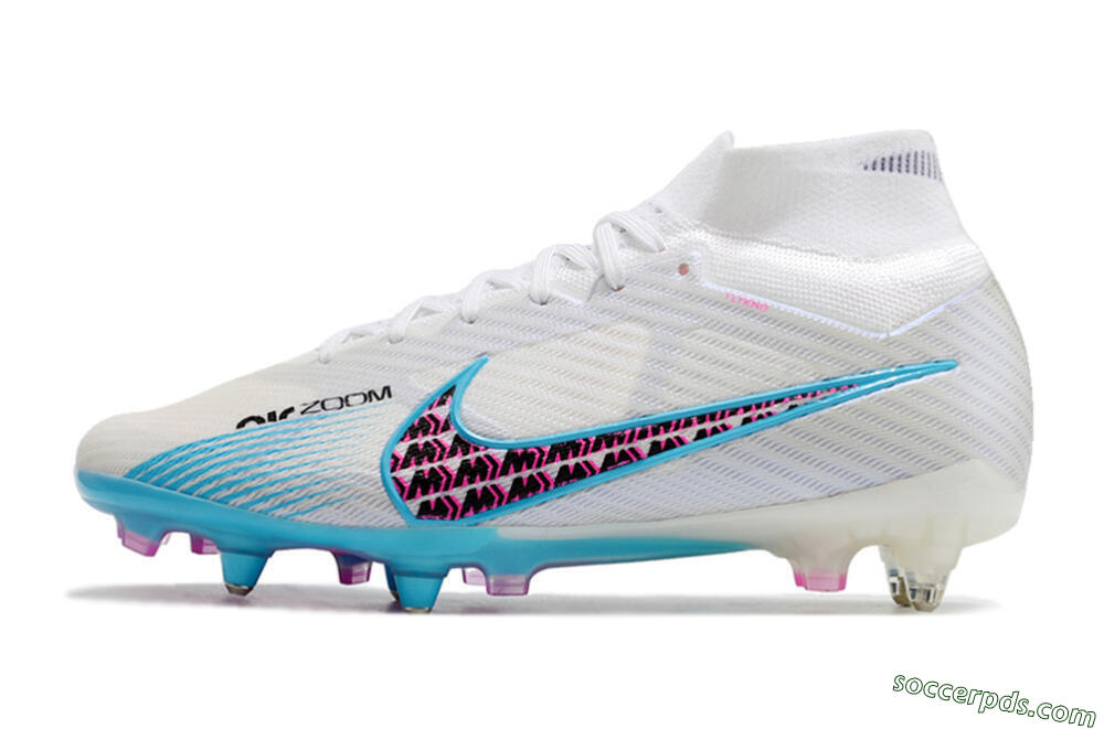 Nike Air Zoom Mercurial Superfly 9 Elite SG High-Tops Football Boots - White/Blue/Pink 2