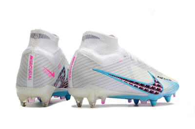 Nike Air Zoom Mercurial Superfly 9 Elite SG High-Tops Football Boots - White/Blue/Pink
