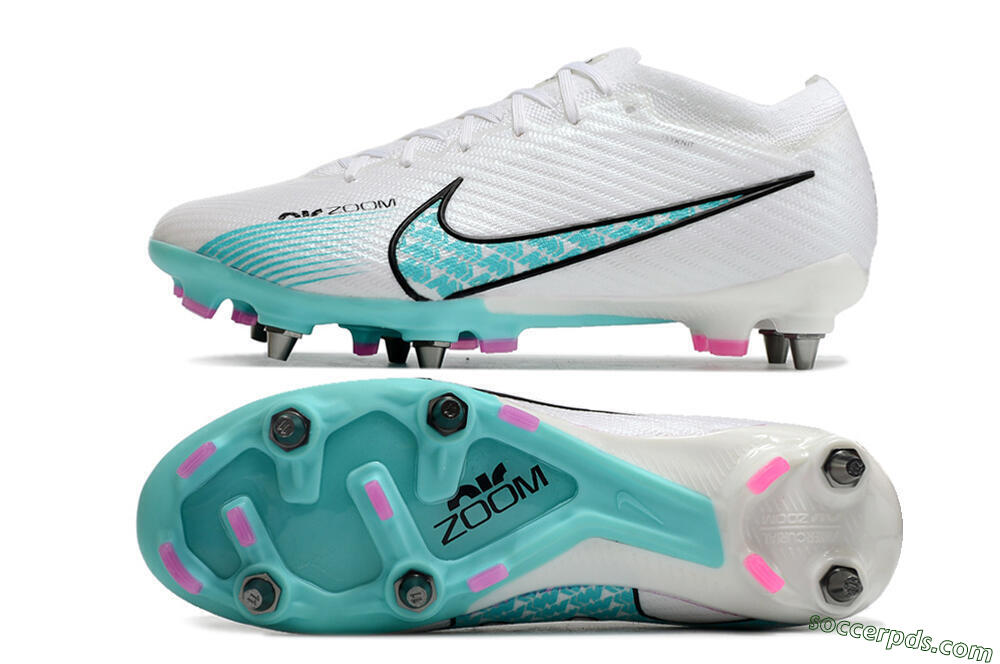 Nike Air Zoom Mercurial Vapor 15 Elite SG Low-Tops Football Boots - White/Blue/Black 0