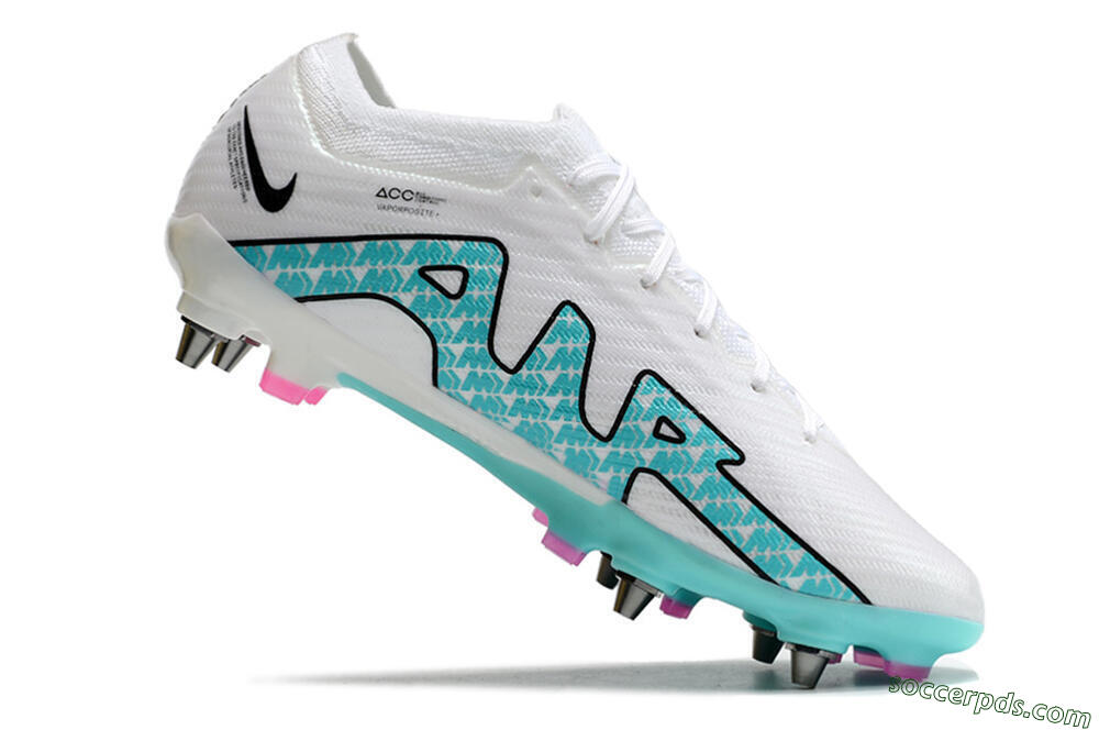 Nike Air Zoom Mercurial Vapor 15 Elite SG Low-Tops Football Boots - White/Blue/Black 4