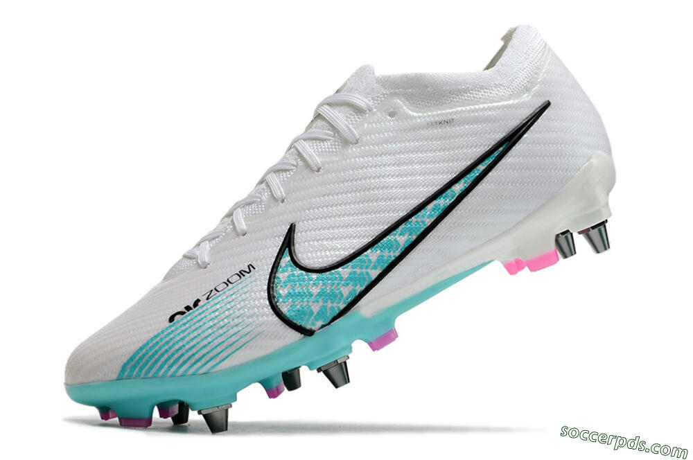 Nike Air Zoom Mercurial Vapor 15 Elite SG Low-Tops Football Boots - White/Blue/Black 5