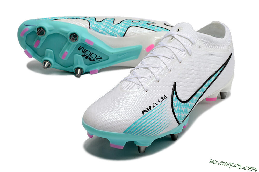 Nike Air Zoom Mercurial Vapor 15 Elite SG Low-Tops Football Boots - White/Blue/Black 3