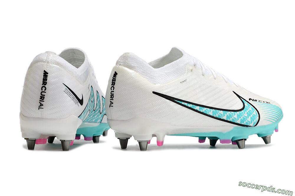 Nike Air Zoom Mercurial Vapor 15 Elite SG Low-Tops Football Boots - White/Blue/Black 6