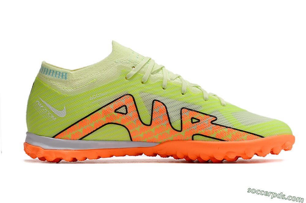 Nike Air Zoom Mercurial Vapor 15 Elite TF Low-Tops Football Shoes - Green/Black/Orange 6