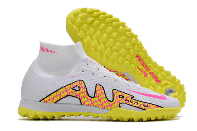 Nike Air Zoom Mercurial Superfly 9 Elite TF High-Tops Football Shoes - White/Yellow/Pink