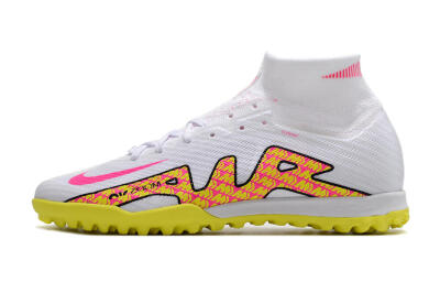 Nike Air Zoom Mercurial Superfly 9 Elite TF High-Tops Football Shoes - White/Yellow/Pink