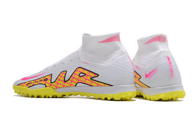Nike Air Zoom Mercurial Superfly 9 Elite TF High-Tops Football Shoes - White/Yellow/Pink