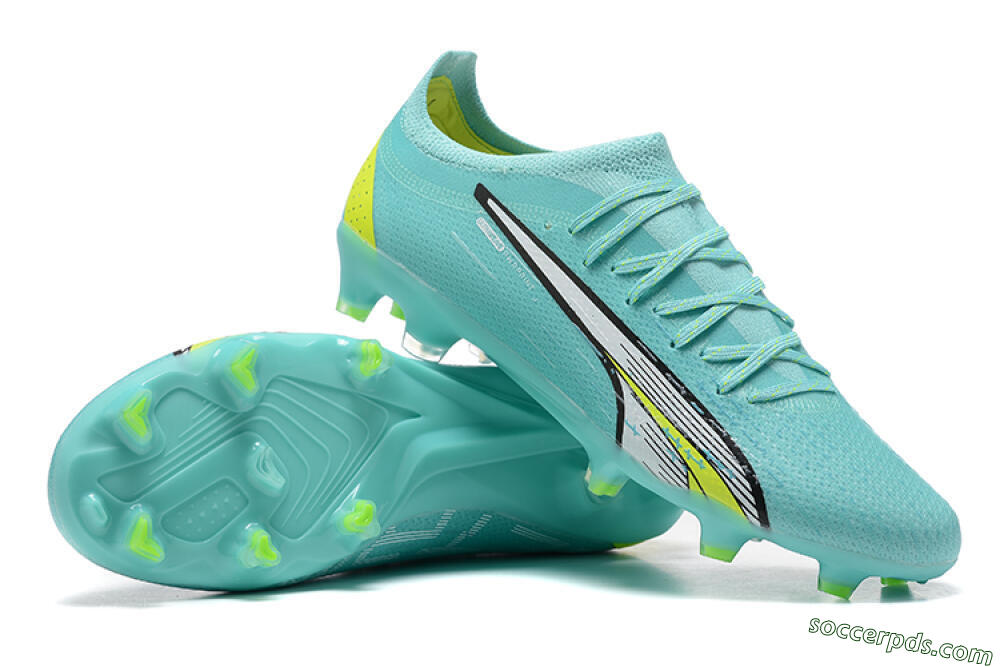 Puma Ultra Ultimate FG Low-Tops Football Boots - Blue/White/Green 4