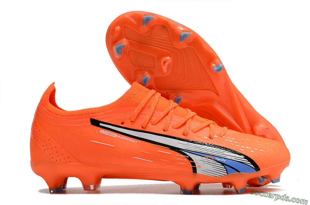 Puma Ultra Ultimate FG Low-Tops Football Boots - Orange/White/Blue 1