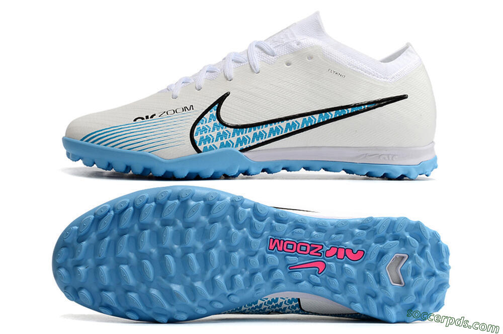 Nike Air Zoom Mercurial Vapor 15 Elite TF Low-Tops Football Shoes - White/Blue/Black 0