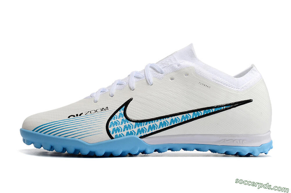 Nike Air Zoom Mercurial Vapor 15 Elite TF Low-Tops Football Shoes - White/Blue/Black 2