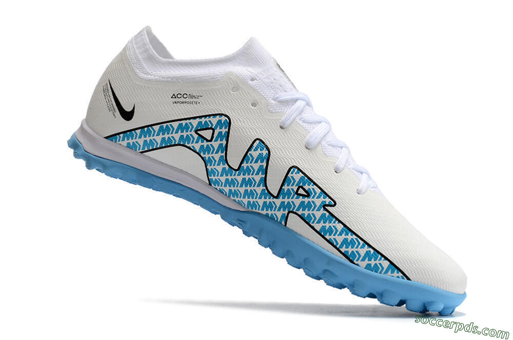 Nike Air Zoom Mercurial Vapor 15 Elite TF Low-Tops Football Shoes - White/Blue/Black 4