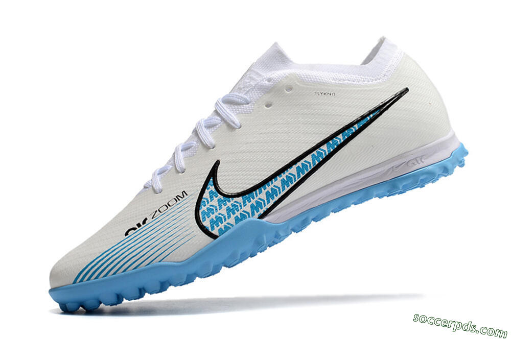 Nike Air Zoom Mercurial Vapor 15 Elite TF Low-Tops Football Shoes - White/Blue/Black 5