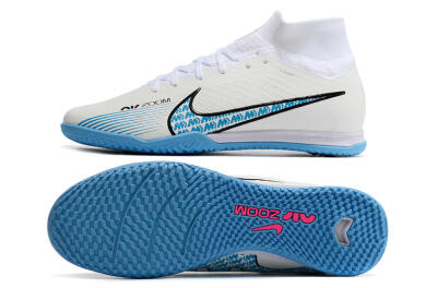 Nike Air Zoom Mercurial Superfly 9 Elite IC High-Tops Football Shoes - White/Blue/Black