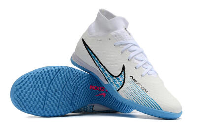 Nike Air Zoom Mercurial Superfly 9 Elite IC High-Tops Football Shoes - White/Blue/Black