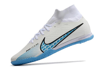 Nike Air Zoom Mercurial Superfly 9 Elite IC High-Tops Football Shoes - White/Blue/Black