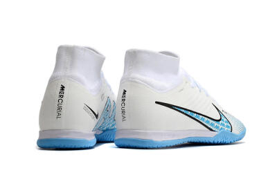 Nike Air Zoom Mercurial Superfly 9 Elite IC High-Tops Football Shoes - White/Blue/Black