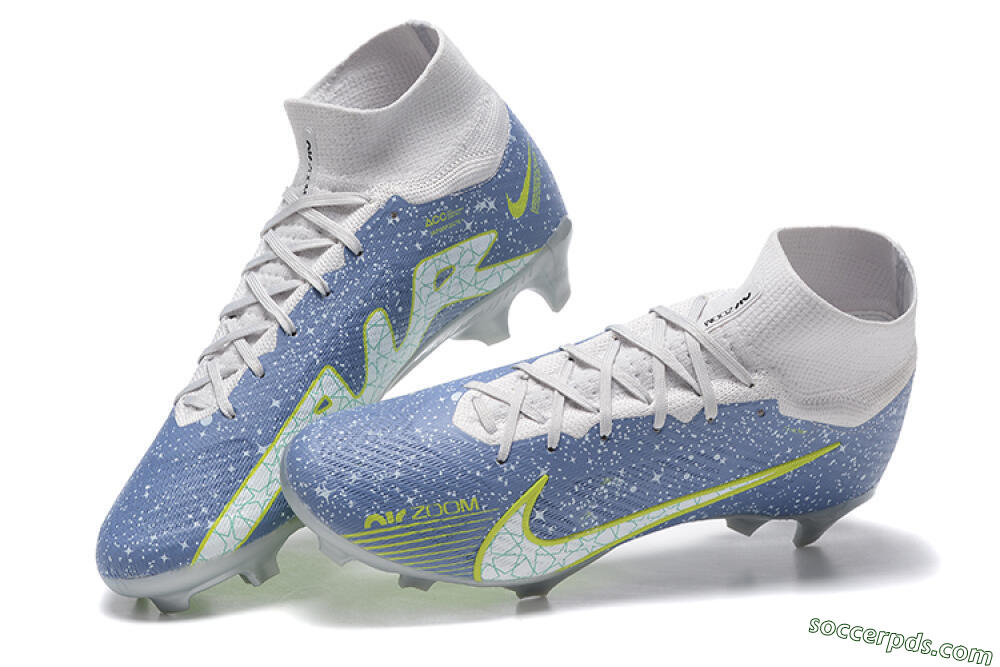 Nike Air Zoom Mercurial Superfly 9 Elite FG High-Tops Football Boots - Blue/White/Green 6