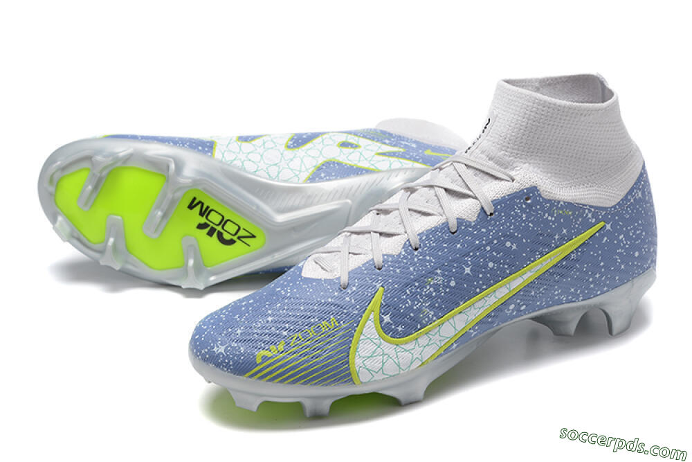 Nike Air Zoom Mercurial Superfly 9 Elite FG High-Tops Football Boots - Blue/White/Green 3