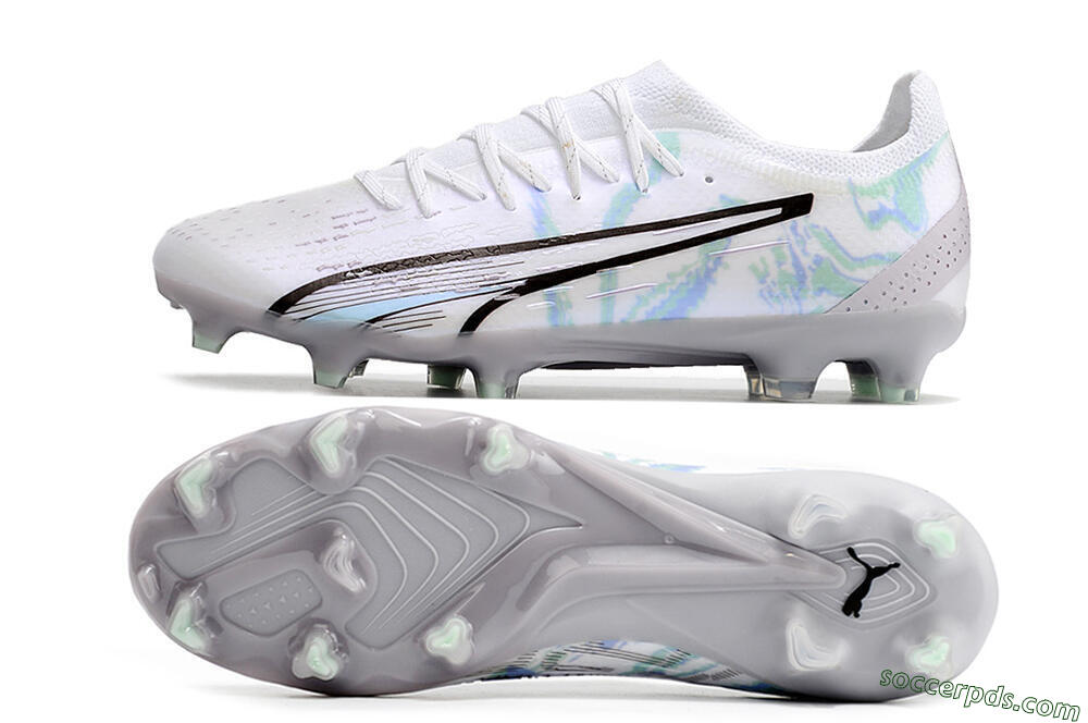 Puma Ultra Ultimate FG Low-Tops Football Boots - White/Green/Blue/Black 0
