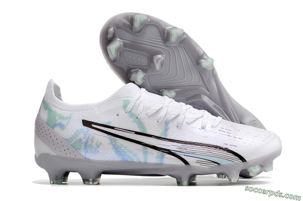 Puma Ultra Ultimate FG Low-Tops Football Boots - White/Green/Blue/Black 1
