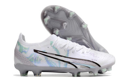 Puma Ultra Ultimate FG Low-Tops Football Boots - White/Green/Blue/Black