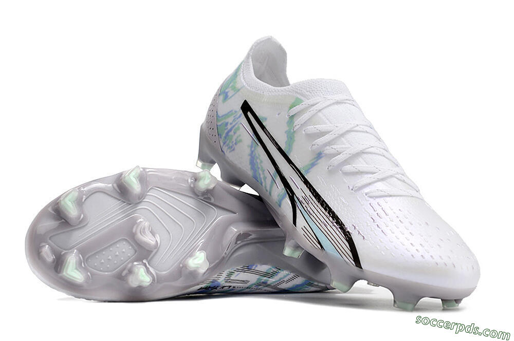 Puma Ultra Ultimate FG Low-Tops Football Boots - White/Green/Blue/Black 3