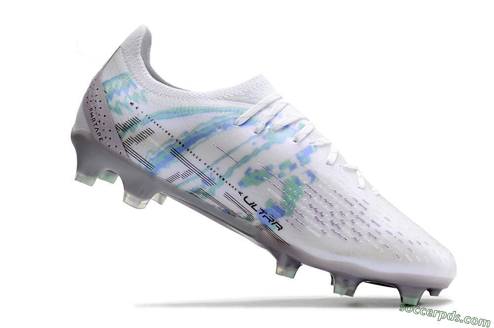 Puma Ultra Ultimate FG Low-Tops Football Boots - White/Green/Blue/Black 4