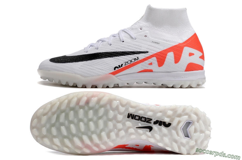 Nike Air Zoom Mercurial Superfly 9 Elite TF High-Tops Football Shoes - White/Black/Red 0
