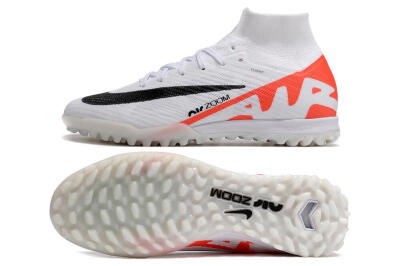 Nike Air Zoom Mercurial Superfly 9 Elite TF High-Tops Football Shoes - White/Black/Red