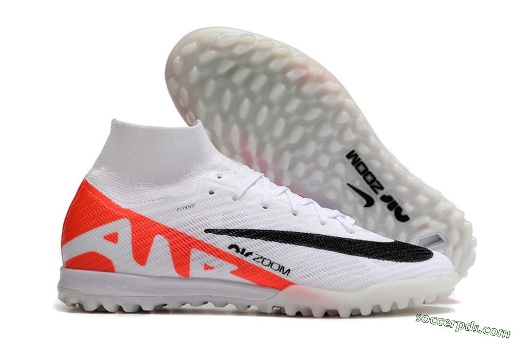 Nike Air Zoom Mercurial Superfly 9 Elite TF High-Tops Football Shoes - White/Black/Red 1