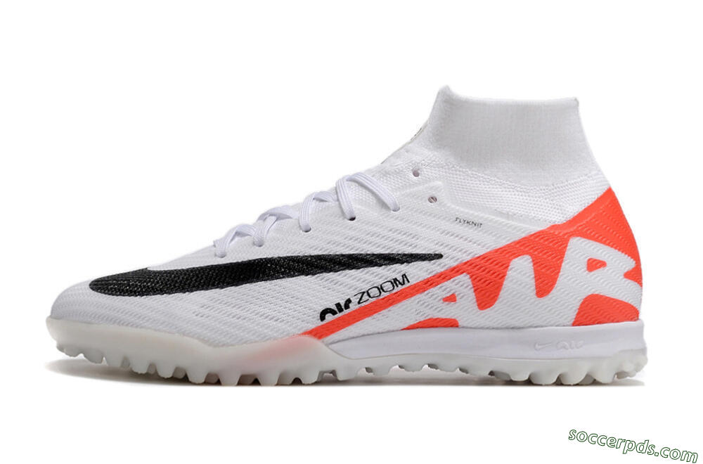 Nike Air Zoom Mercurial Superfly 9 Elite TF High-Tops Football Shoes - White/Black/Red 2