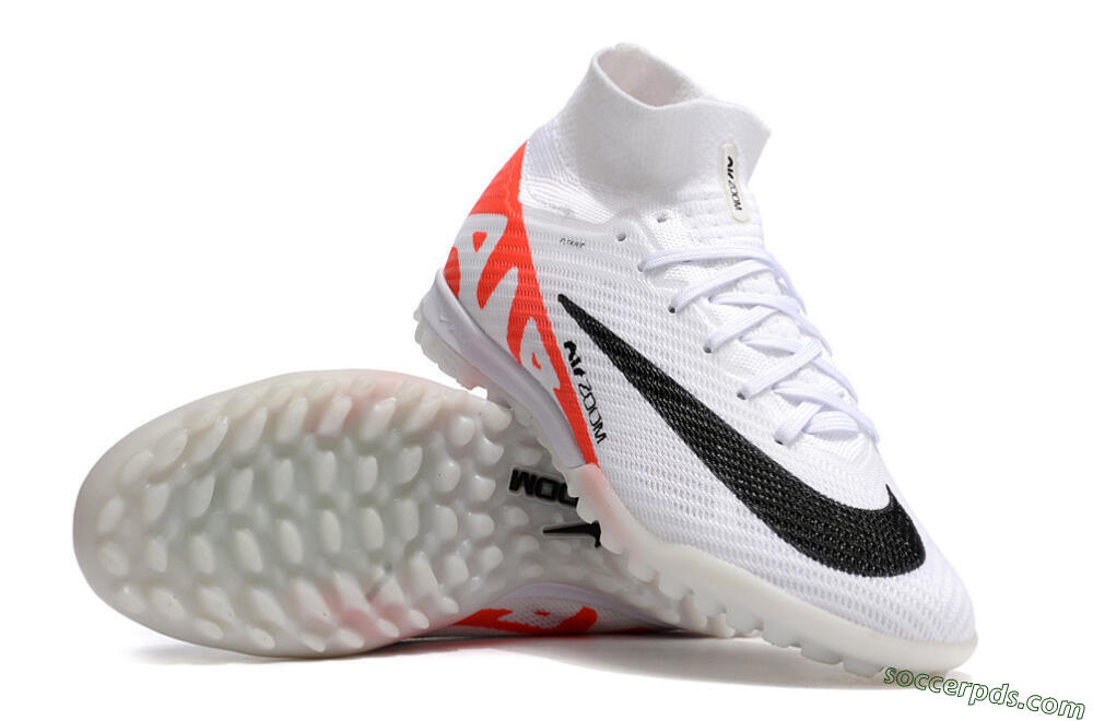 Nike Air Zoom Mercurial Superfly 9 Elite TF High-Tops Football Shoes - White/Black/Red 4