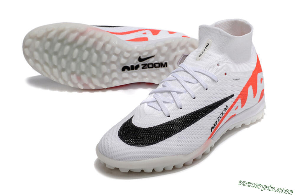 Nike Air Zoom Mercurial Superfly 9 Elite TF High-Tops Football Shoes - White/Black/Red 3